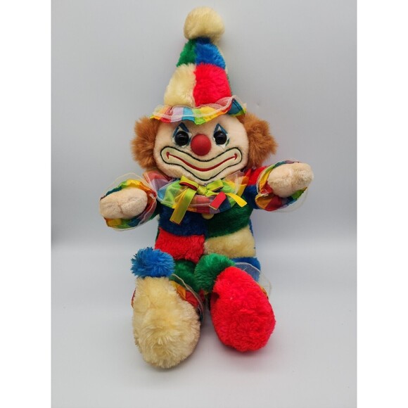 Vtg Cuddle Wit Creation Circus Plush Clown Doll Rainbow Stuffed Toy Colorful 20" - Picture 1 of 12